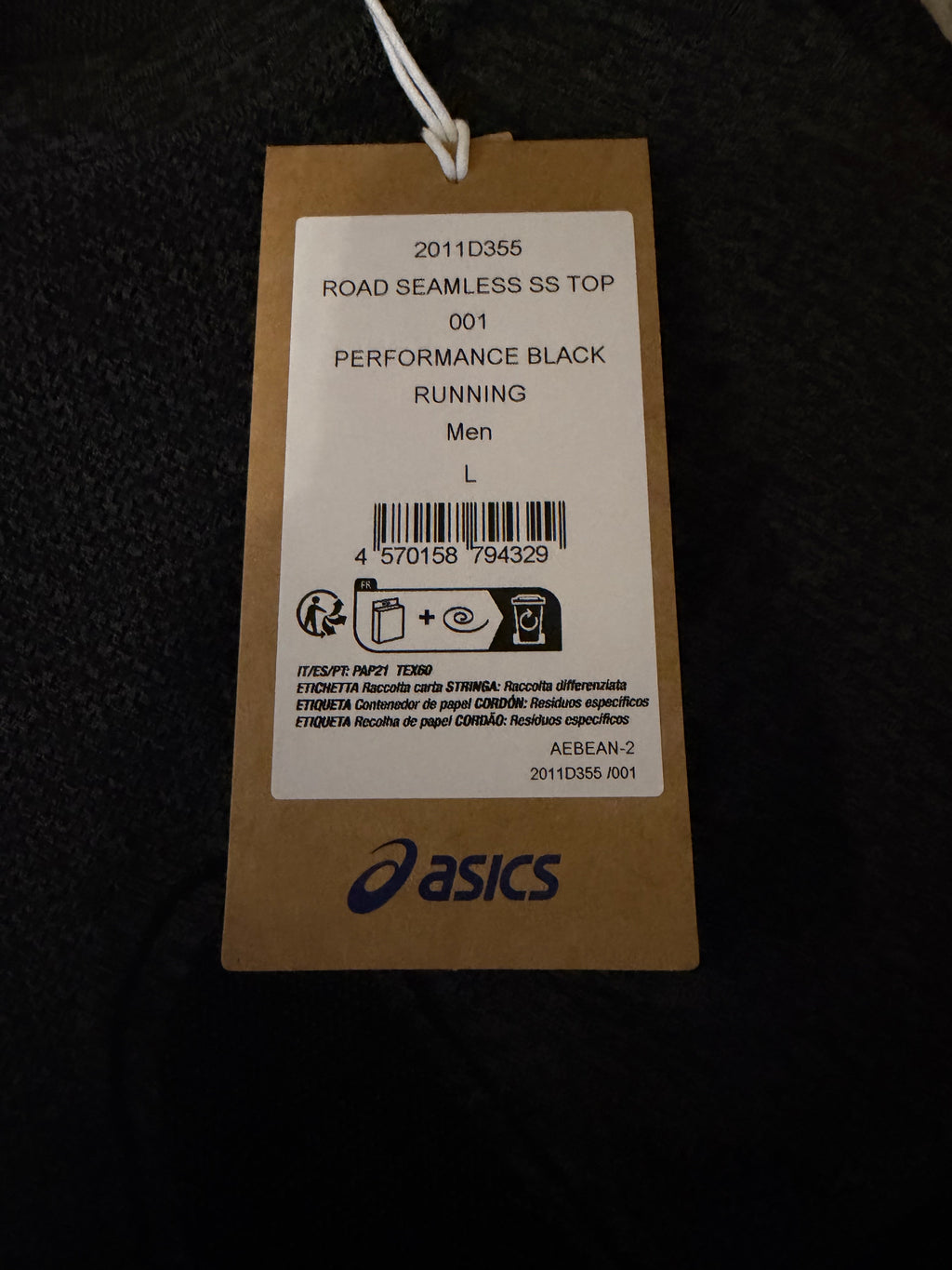 Asics road seamless ss performance black t shirt